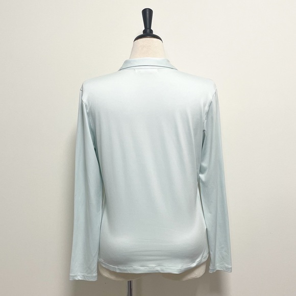 Nike Golf Mint Green Long Sleeve Collared V Neck Dri Fit Shirt Large Stretch - Picture 5 of 8